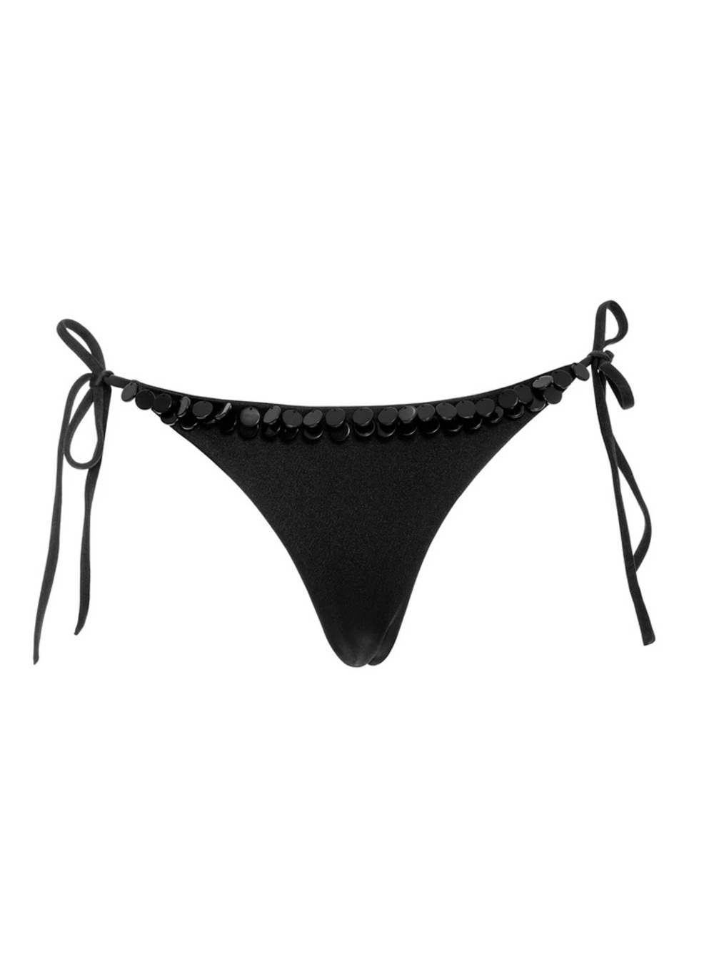 Agua Bendita Black Tie-Side Love Sequined Bikini Bottom Size Small NWT